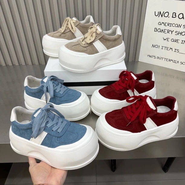 景8601-9新款厚底圆头糖果色反绒皮时尚休闲鞋底厚6公分舒适百搭