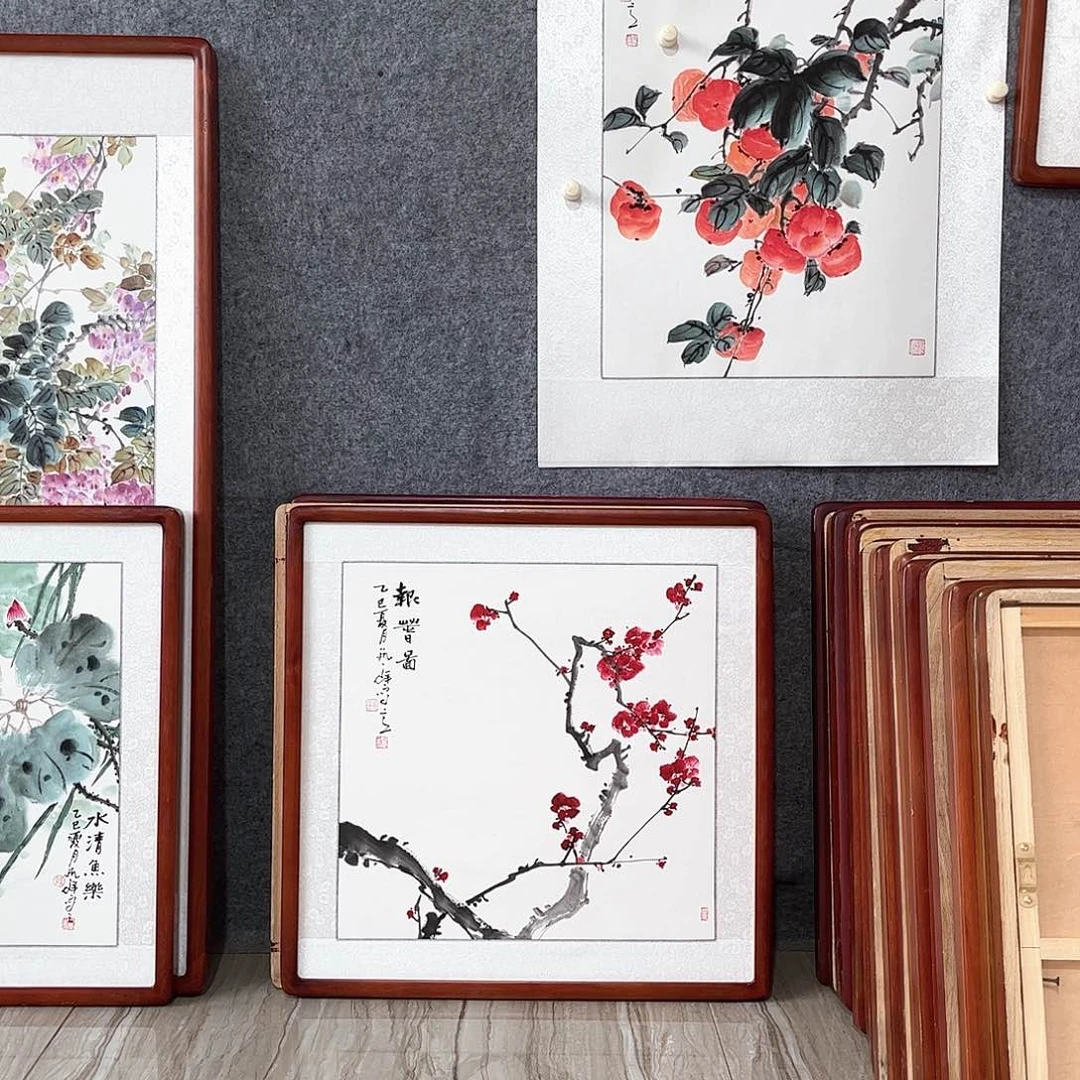 国画书画作品带框63×63