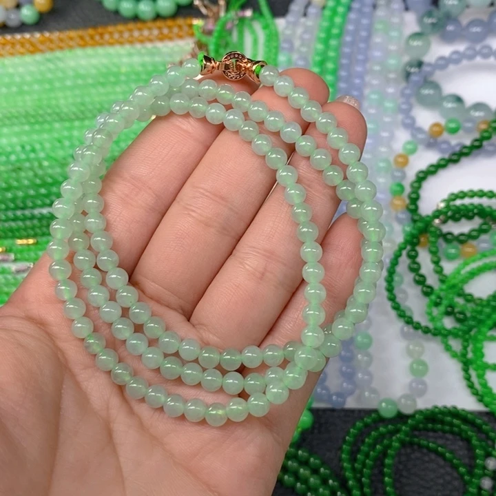 颈饰未镶嵌翡翠缅甸天然翡翠冰晴项链5
