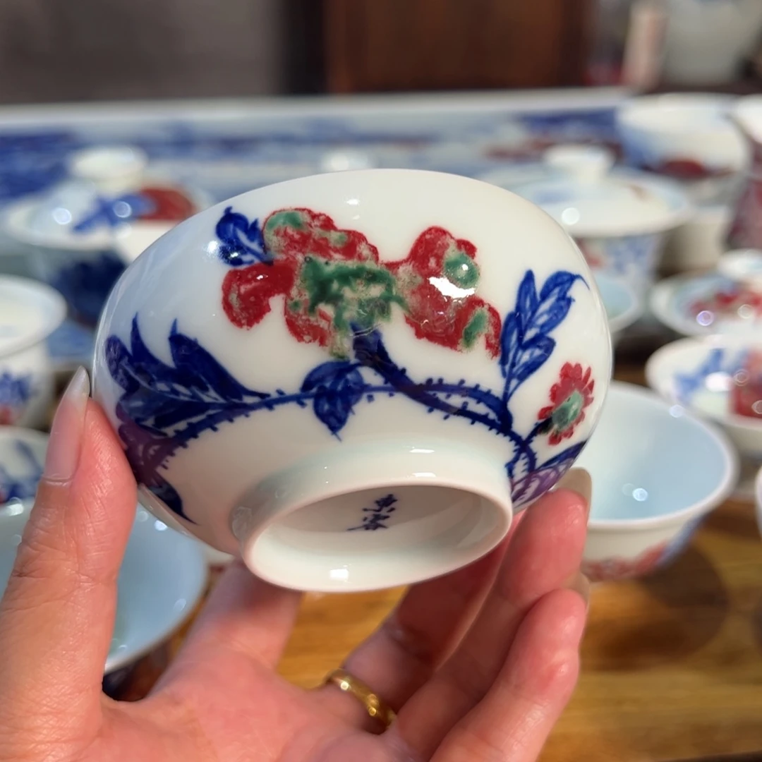 鹰***熊原矿青花釉里红瓷器微瑕