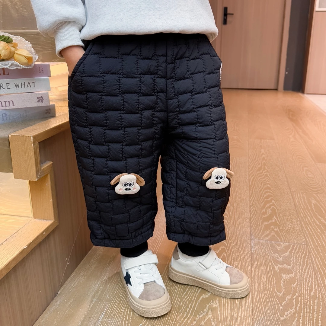 女童绗棉休闲裤儿童时髦洋气加绒棉裤小女孩宝宝秋冬装2025新款潮