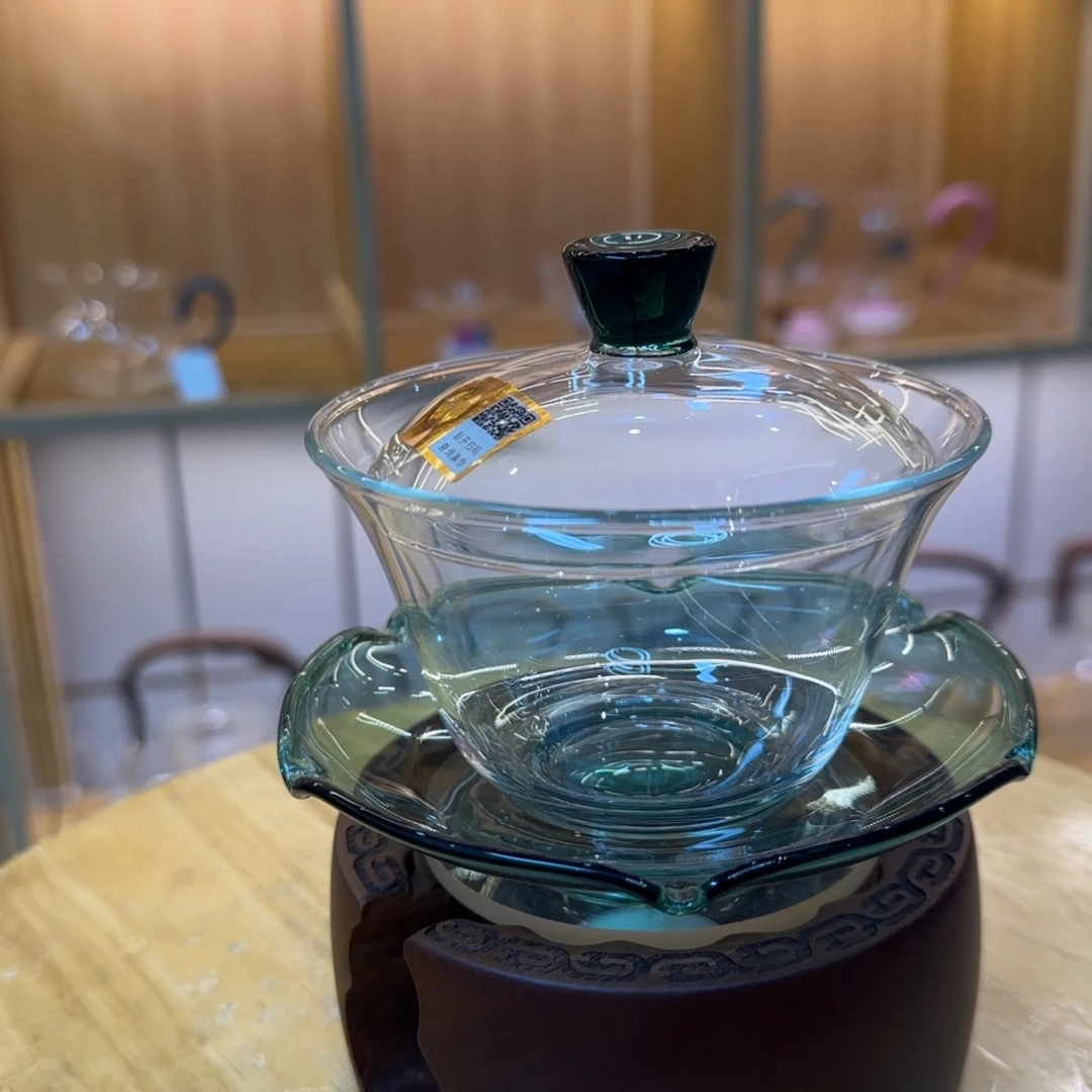 禾器荷叶盖碗墨绿色