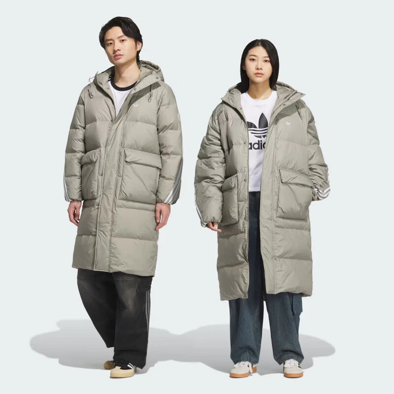 adidas/阿迪达斯保暖长款运动宽松鸭绒连帽羽绒服KF3698