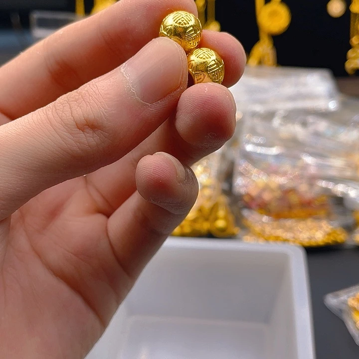 无铜合金百福桶珠子2个