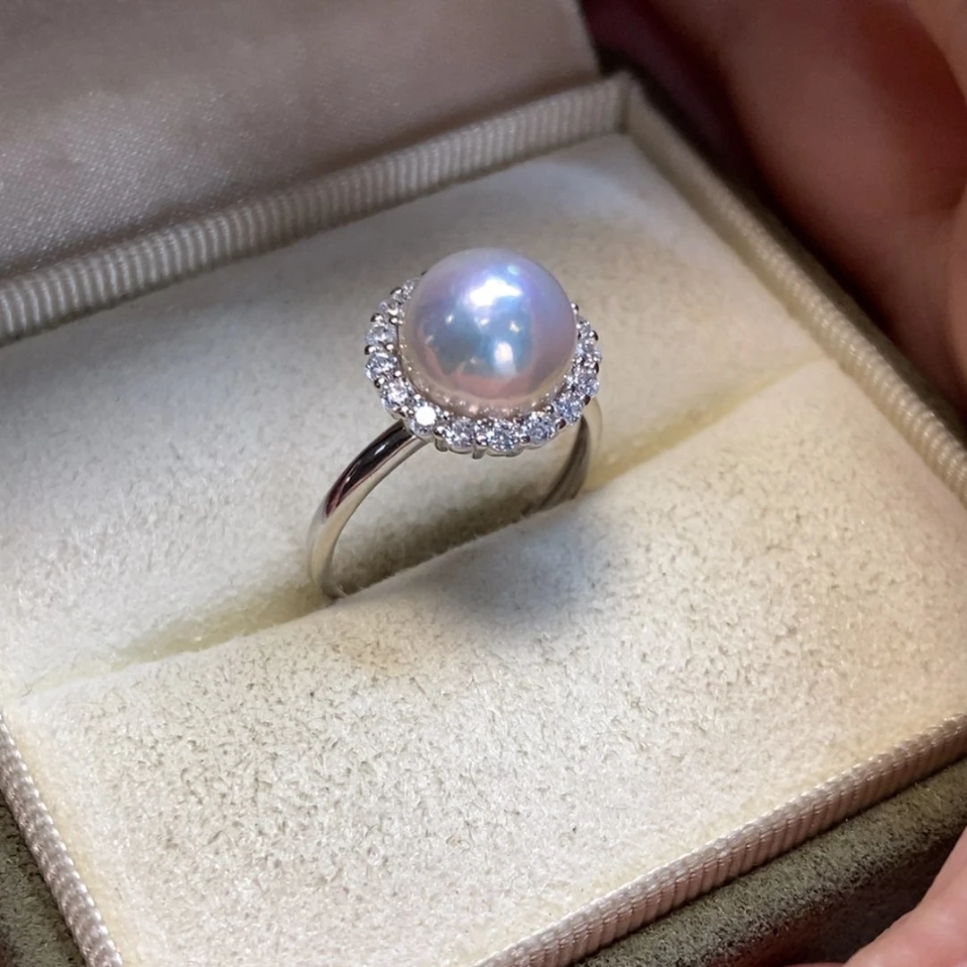 淡水珍珠戒指银S925镶嵌微瑕