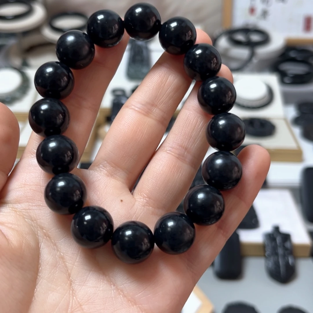 【闪购商品】和田玉（墨玉）卡14圆珠福利版未镶嵌