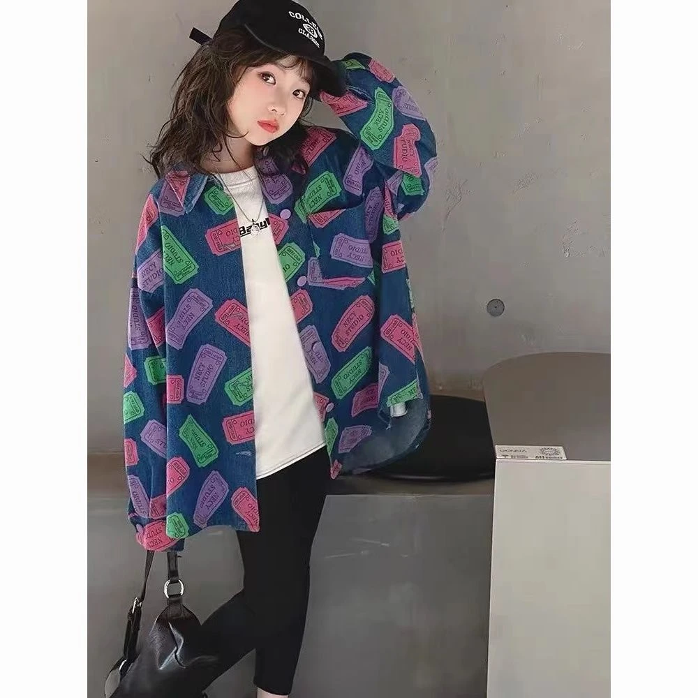 童装女童洋气衬衫儿童长袖上衣男童新款秋装衣服时髦衬衣外套