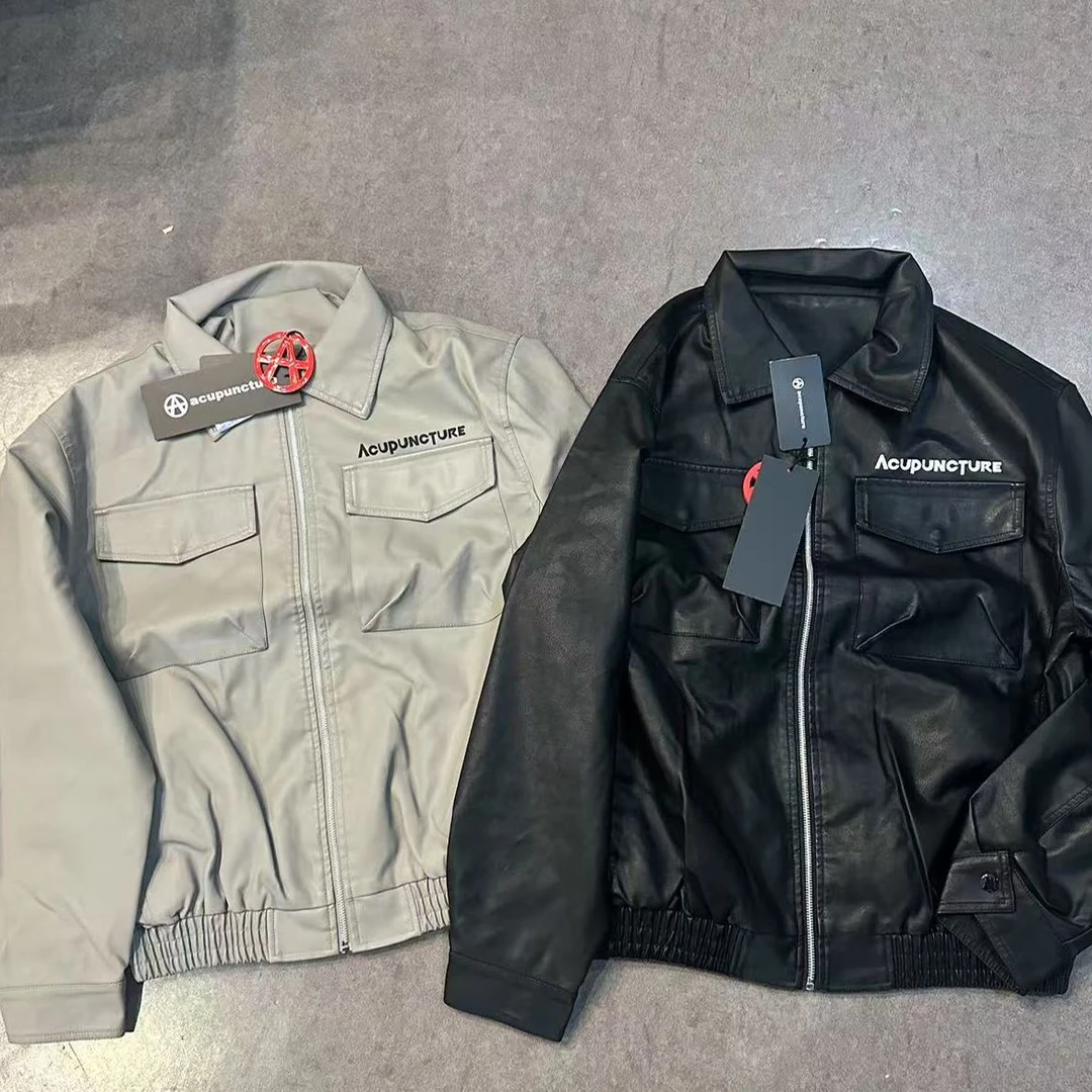 圈A《尾货》工装机能风重工哑光时尚百搭防风防水皮夹克-男女同款