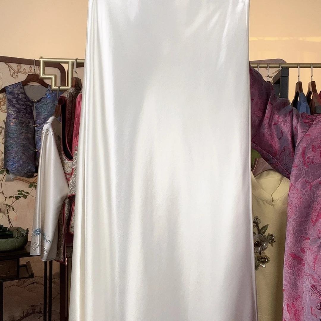 醋酸缎松紧腰半裙l