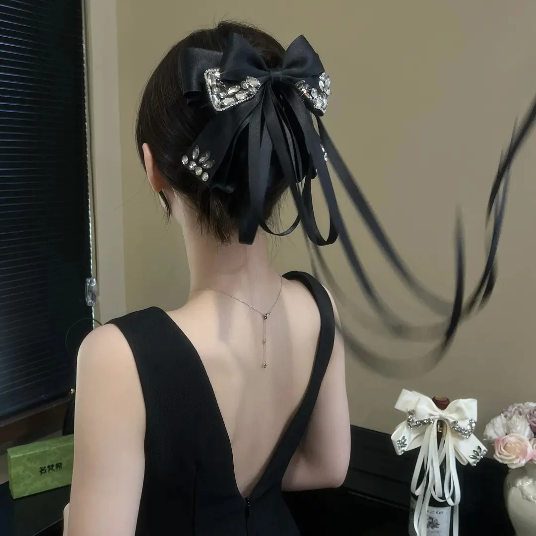 Q名梵希高级感夜宴蝴蝶蝴蝶结飘带马尾抓夹时尚发饰