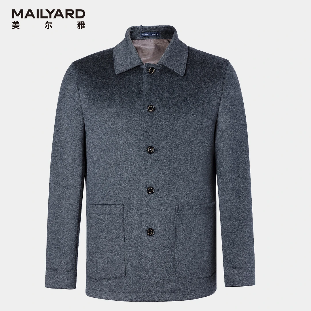 MAILYARD/美尔雅男式短套 绵羊毛混纺男士翻领毛呢大衣004W