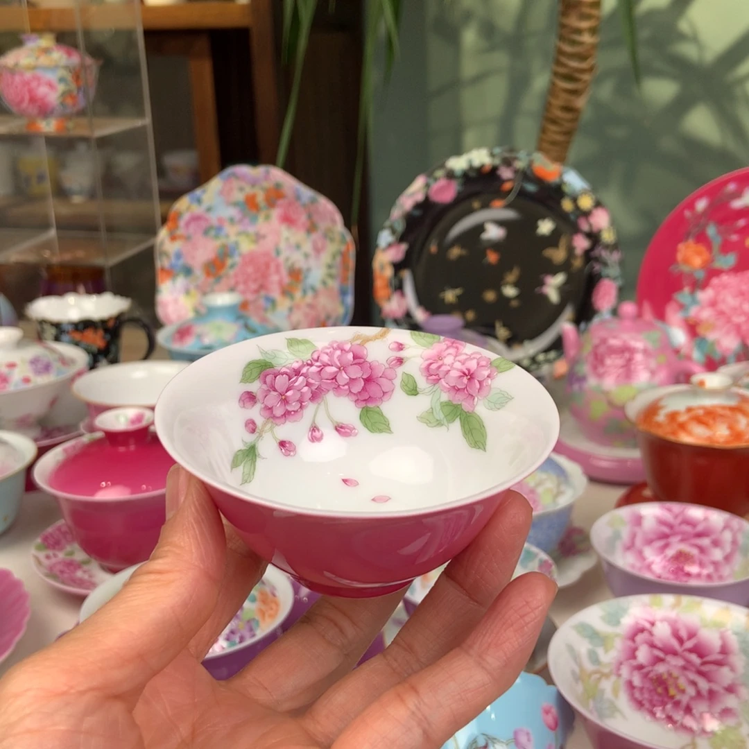 陶景德镇樱花主人杯手工手绘