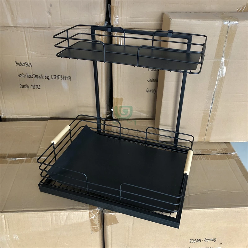 双层多功能调料架厨房置物架柜底下水槽抽拉式分40*40*27（下宽）cm