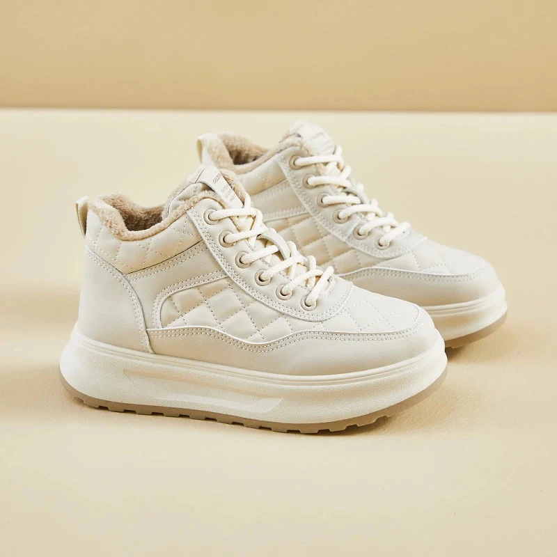 厚底板鞋女2024年新款休闲百搭加厚绒保暖增高休闲运动雪地靴881
