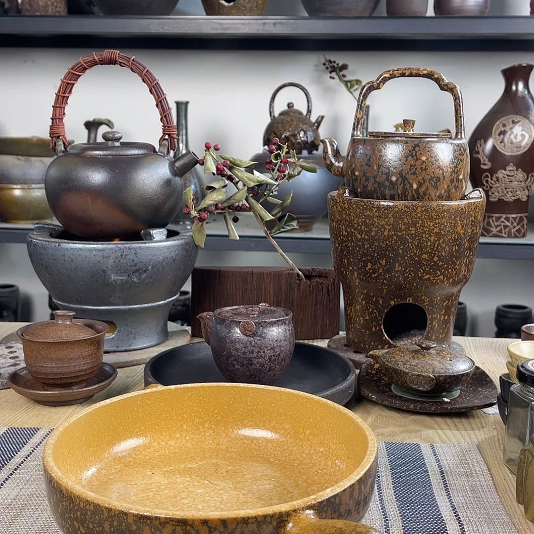 壶紫砂粗陶实用烤盘