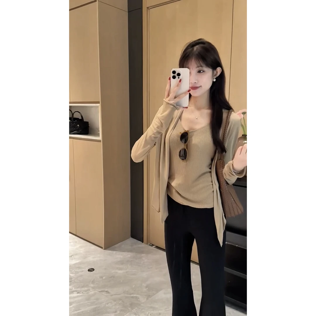 2025夏季新款时尚套装韩版凉感防晒开衫外搭吊带背心两件套女