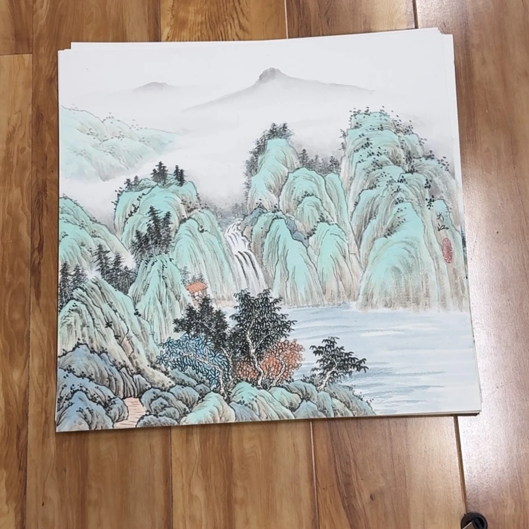 国画50斗方作品山水卡纸