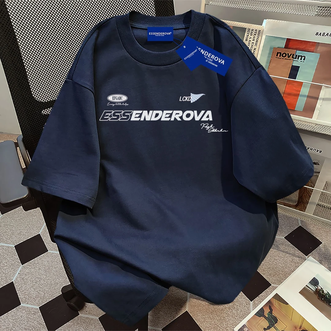 100%纯棉小众设计感字母印花圆领女短袖潮牌t恤夏季宽松上衣情侣