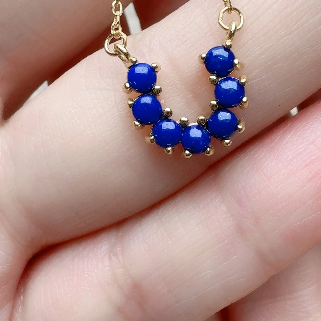 青金石颈饰银S925镶嵌吊坠A24