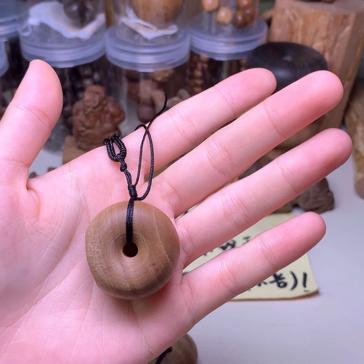 檀香木无事牌檀香小平安扣微瑕