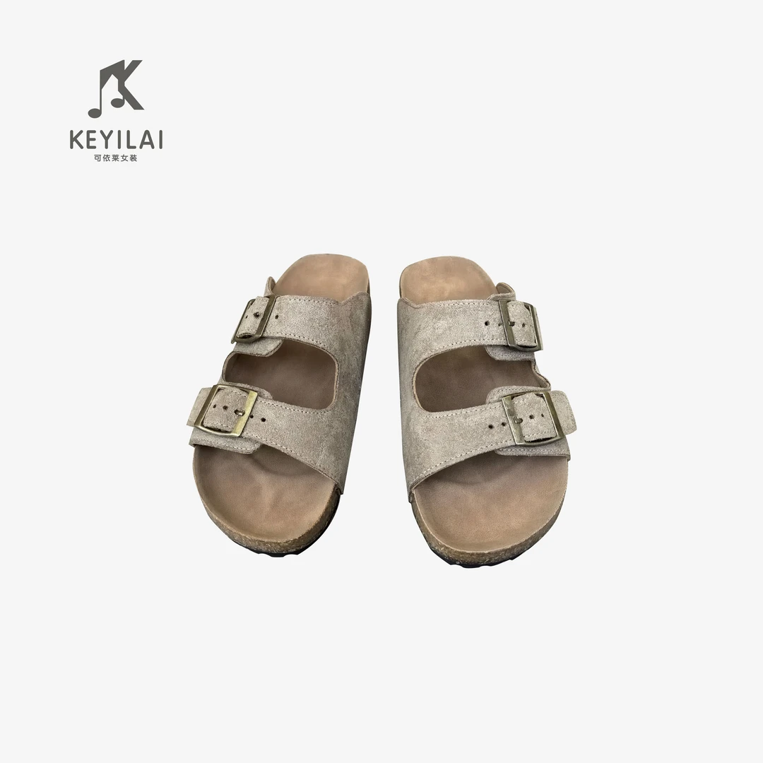 KYL可依莱-勃肯厚底拖鞋女露趾一脚蹬懒人爽口带凉拖鞋DY5XXL1699