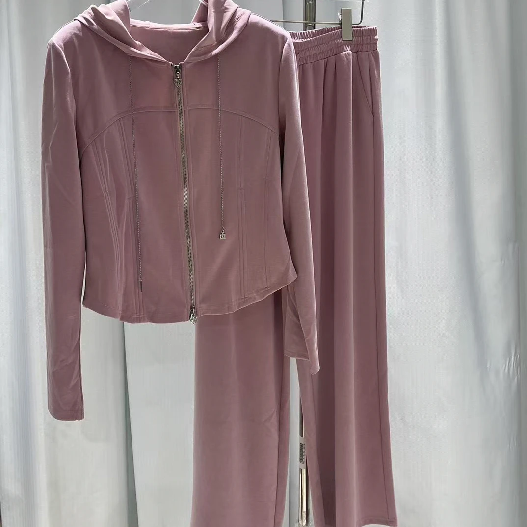 【BAI】时尚休闲运动套装女连帽卫衣阔腿裤减龄套装83519