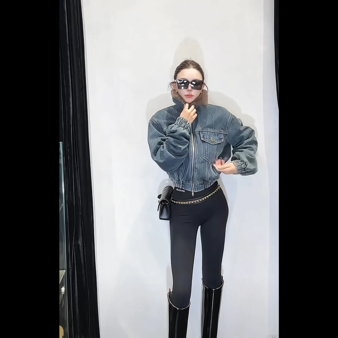 XIA.【顶流】短款时尚加绒秋冬设计师款牛仔外套【416】