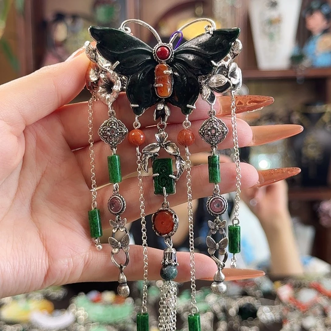 翡翠银S925镶嵌发饰