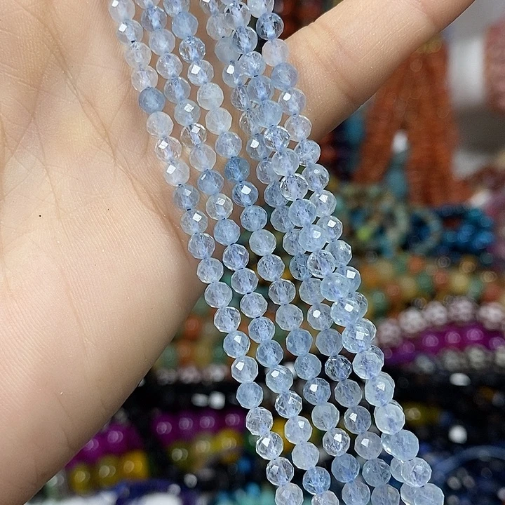 玛瑙/玉髓未镶嵌珠宝半成品天然海蓝宝切面卡4mm