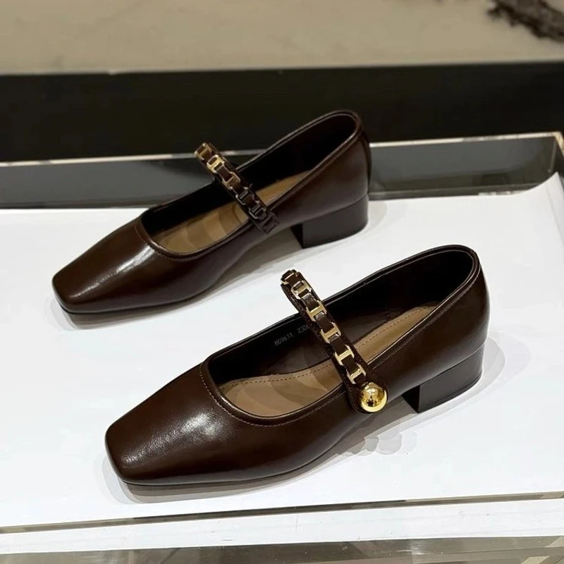 皮鞋单鞋复古玛丽珍鞋粗跟平底方头女鞋百搭夏季春季法式英伦风