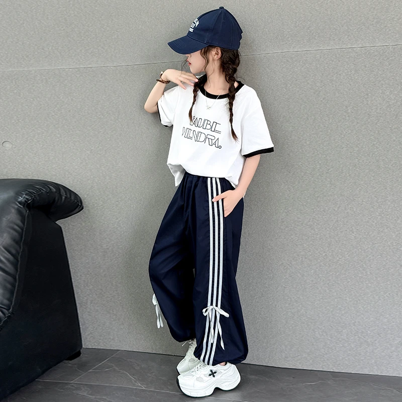 女童夏装套装薄款2025新款洋气时髦女孩阔腿裤两件套高级感爆款潮