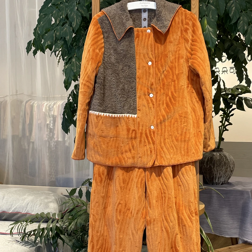 252-107朵朵冬季新款女雪花绒锁温保暖休闲家居服套装