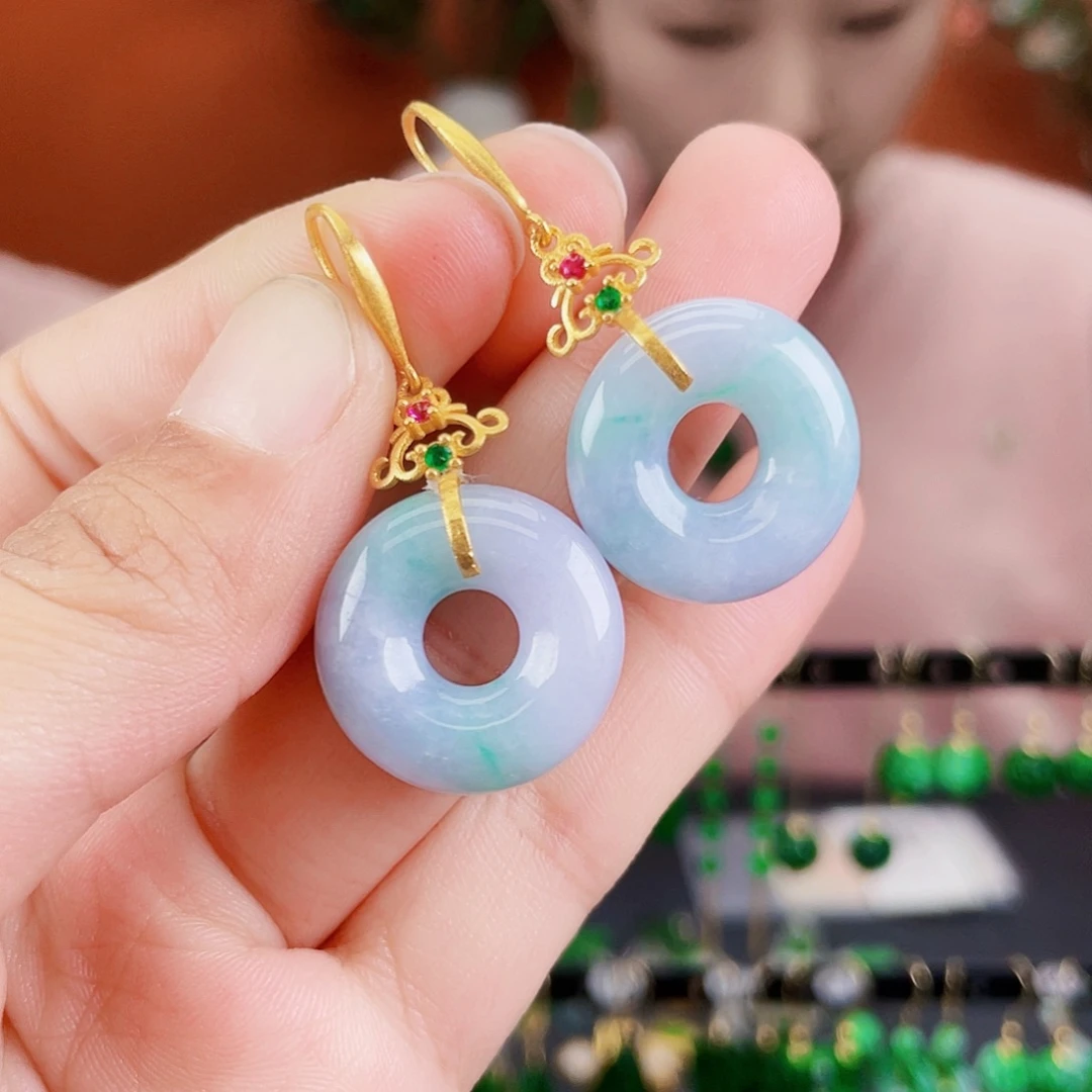 翡翠银S925镶嵌耳饰