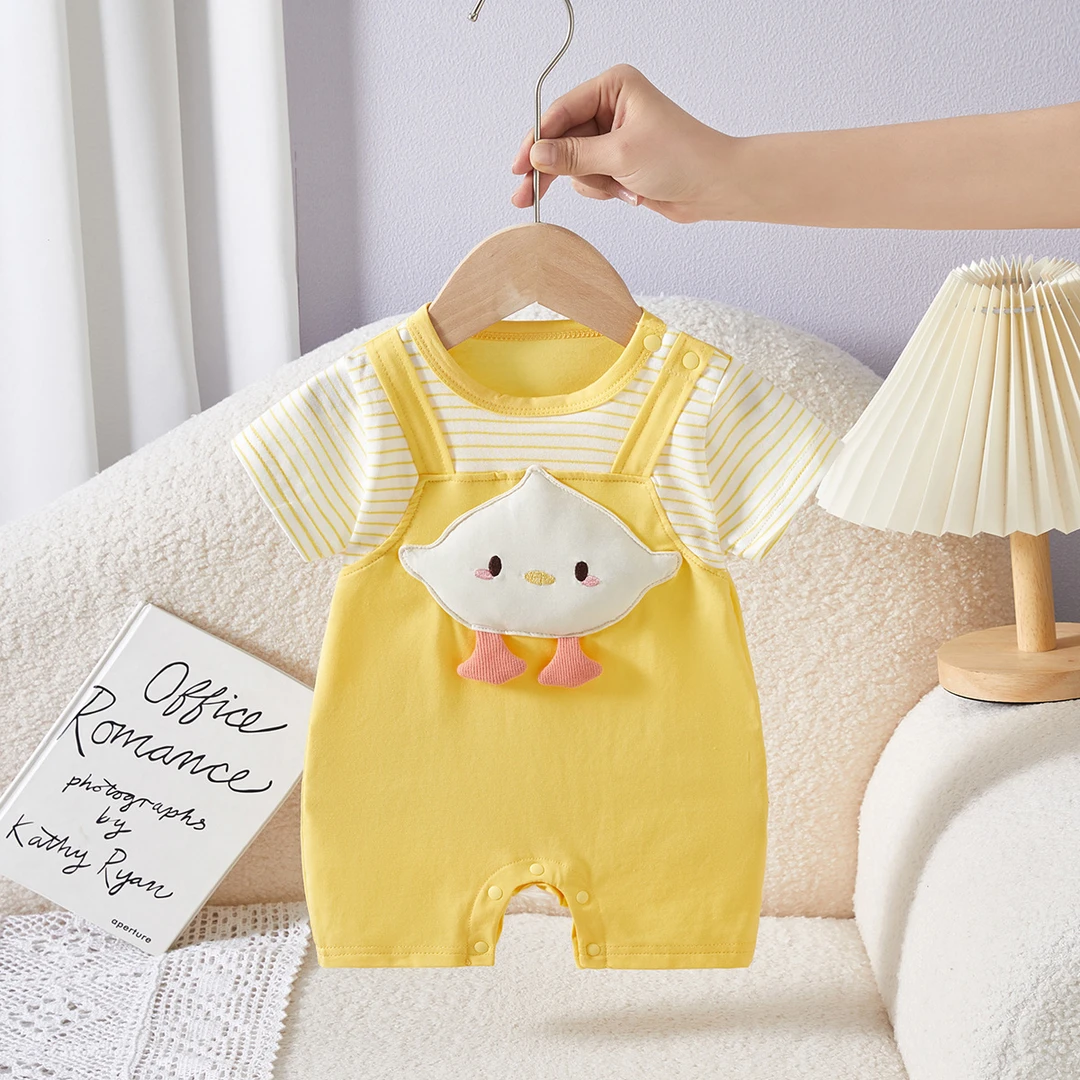 婴儿衣服2025夏季新款男女宝宝爬服可爱鸭子新生儿哈衣婴儿连体衣