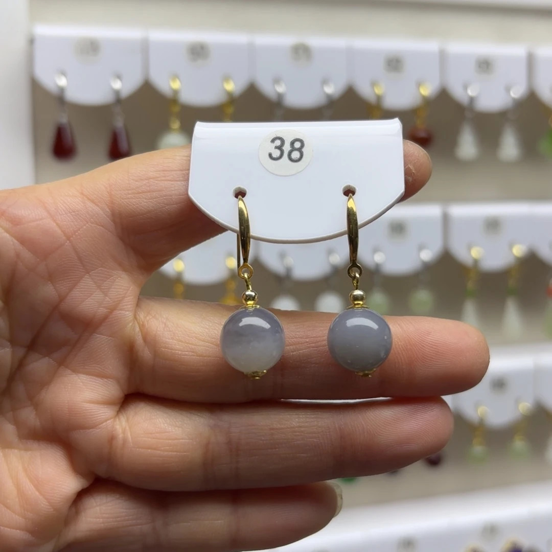 和田玉银S925镶嵌耳饰