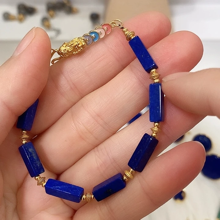 青金石银S925镶嵌耳饰不退不换