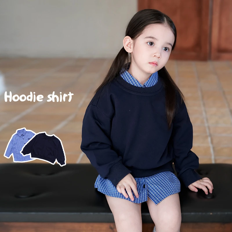 AnnieGirl秋季新款女童韩版学院风衬衣卫衣宝宝休闲套装2025秋