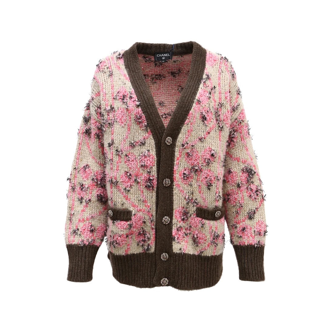 99新 Chanel/香奈儿 【lu】 开衫毛衣 彩色 山羊绒38码P234552725