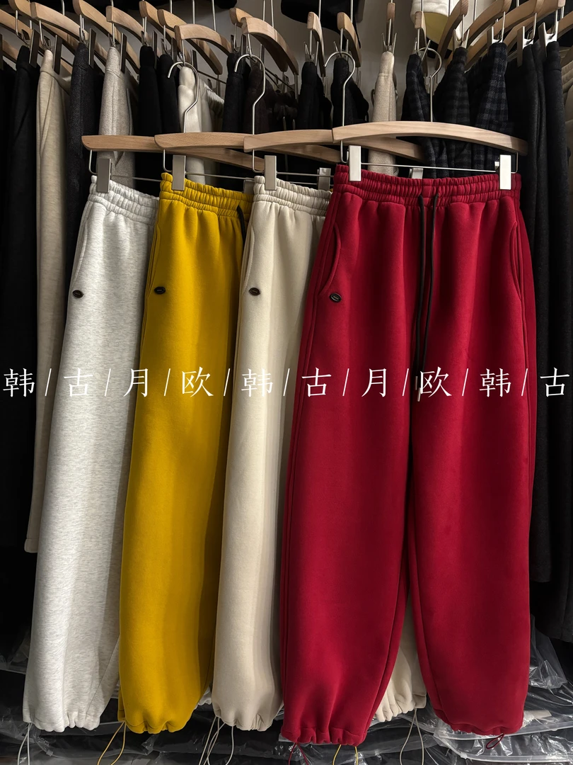 欧货宽松束脚休闲运动卫裤加绒纯卫裤松紧