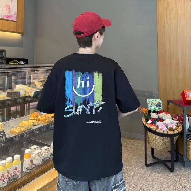 青少年男孩短袖T恤hⅰ笑脸A77