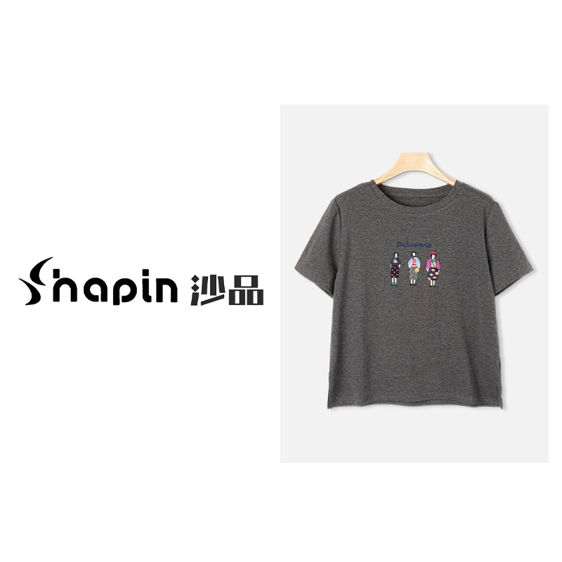 时尚减龄艺术刺绣圆领T恤时尚百搭短袖女DD79587