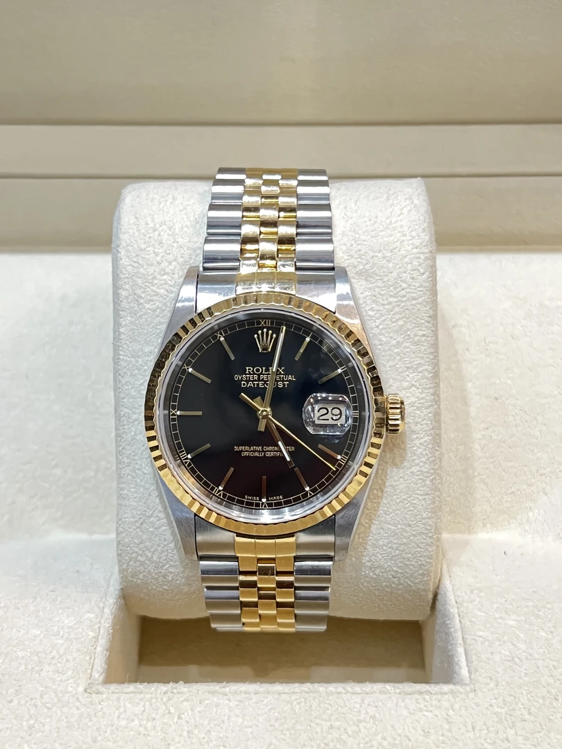 95新 Rolex/劳力士 16233黑条 五珠，少见的P字头2001年全套！36mm