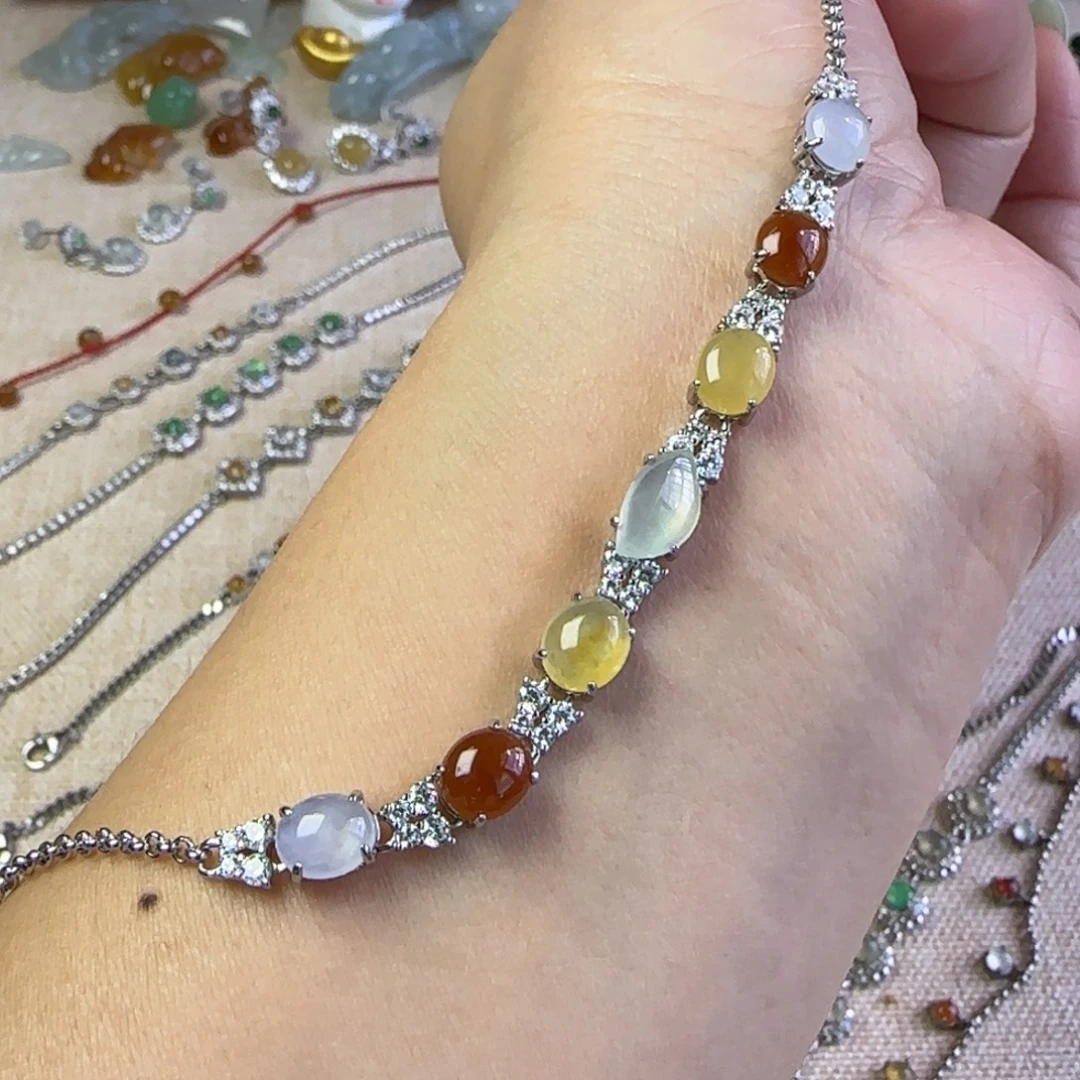 翡翠银S925镶嵌手链