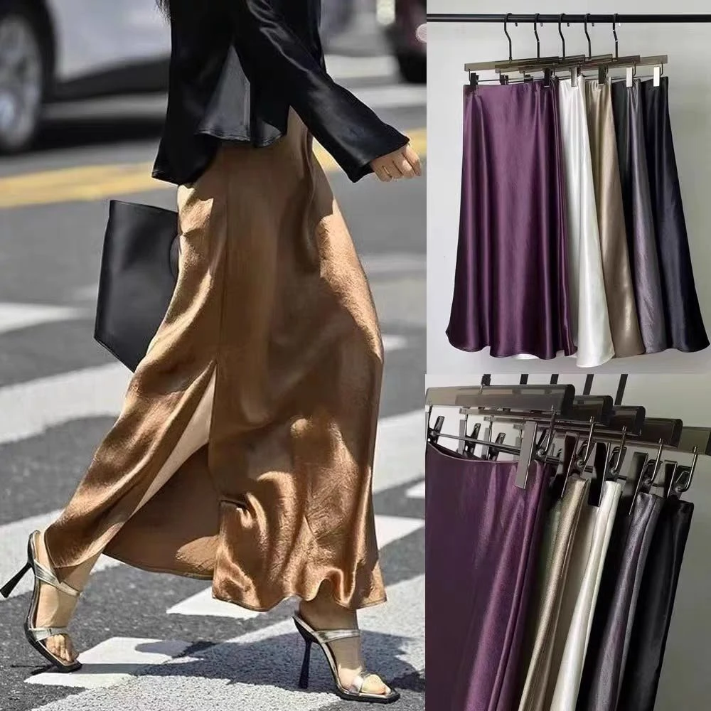 【松紧腰+拉链+侧开叉】高品质半身裙法式气质显瘦中长款A字裙