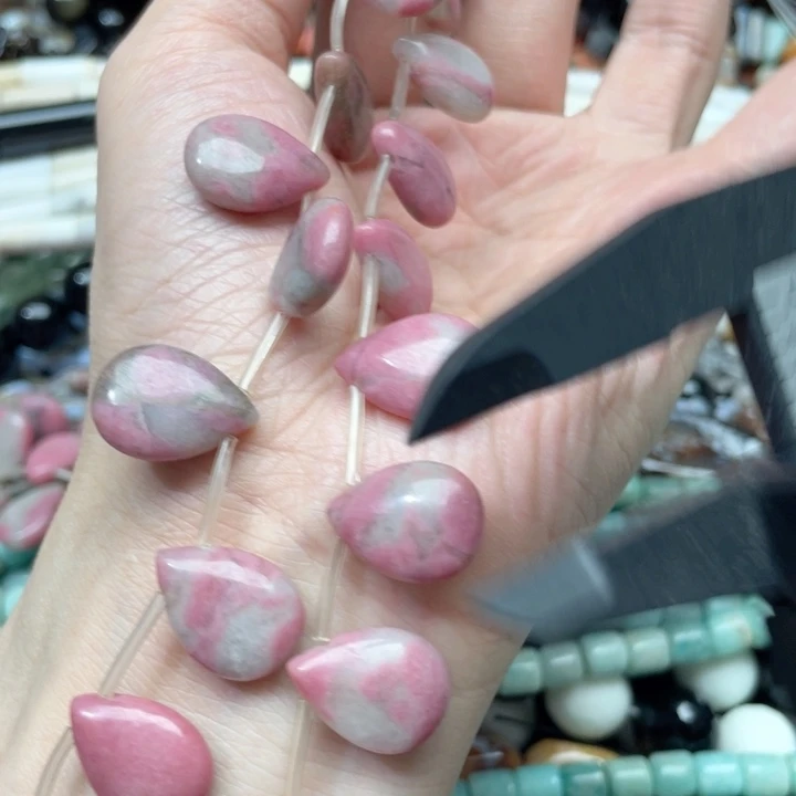 玛瑙/玉髓合金珠宝半成品一条13x18mm阿根廷红纹石水滴