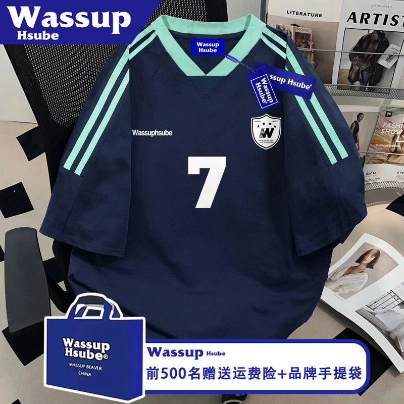 WASSUP HSUBE美式数字印花纯棉短袖ins慵懒感半袖男女夏季凉感T恤