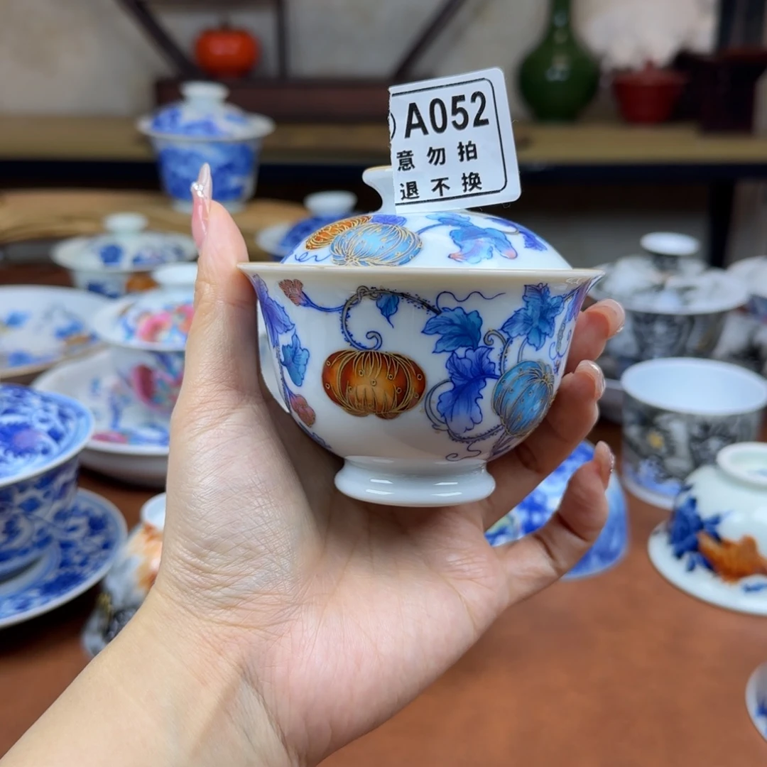 一***️陶景德镇陶瓷手绘盖碗