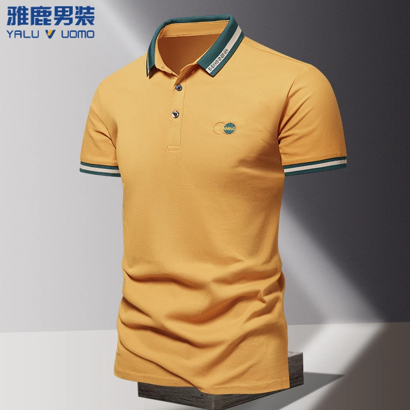 雅鹿男装美式短袖t恤夏季潮牌高端休闲翻领Polo衫翻领商务上衣