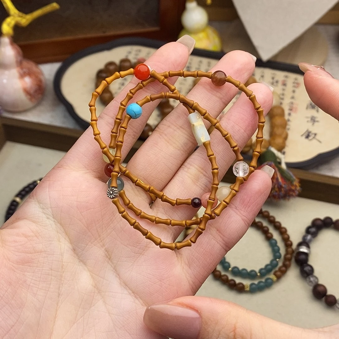 橄榄核手串未镶嵌竹节三圈