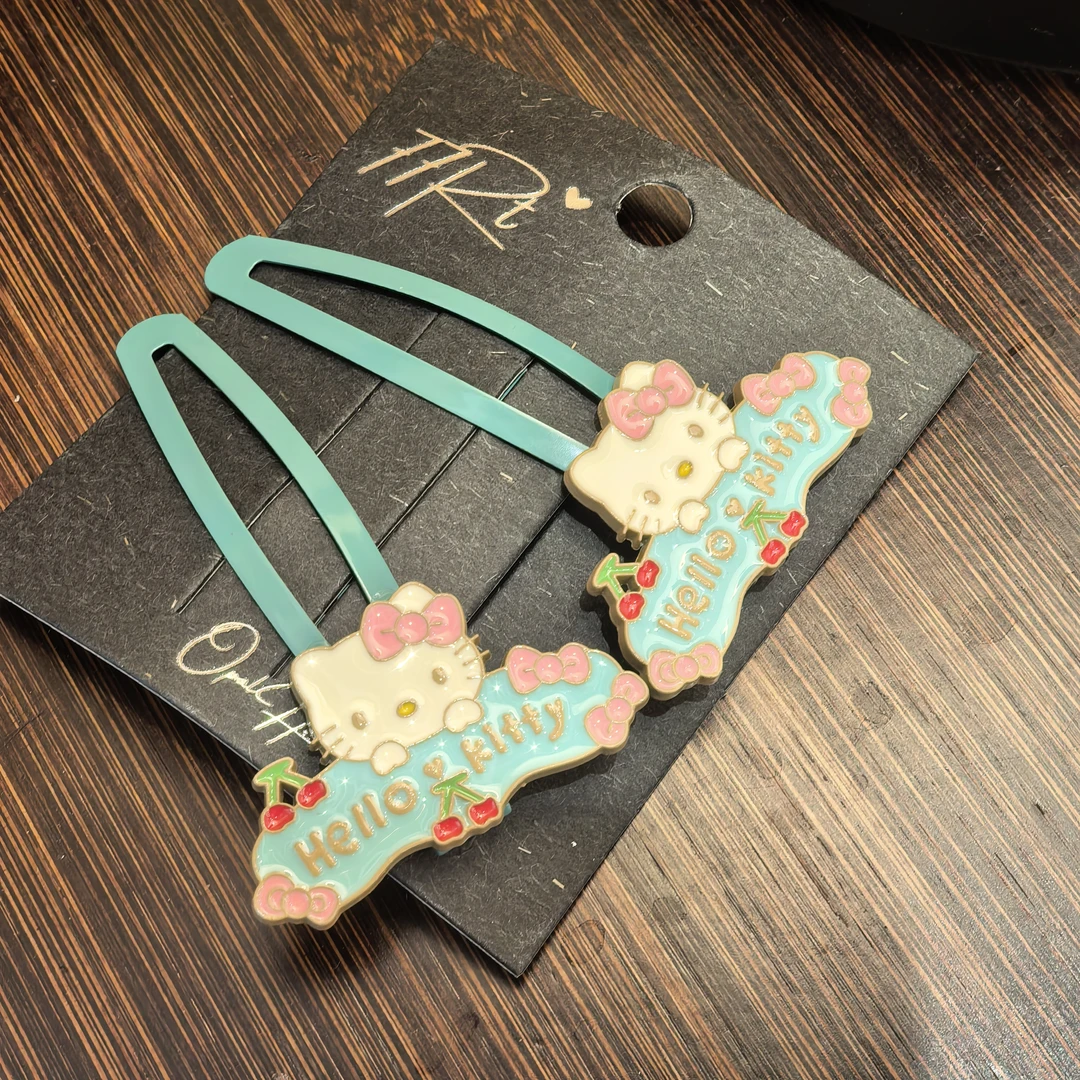 B103蓝色KT猫咪小樱桃掰掰夹一对